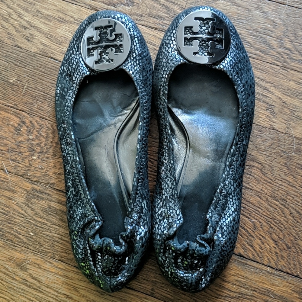 Tory Burch Reva Snakeskin Flats